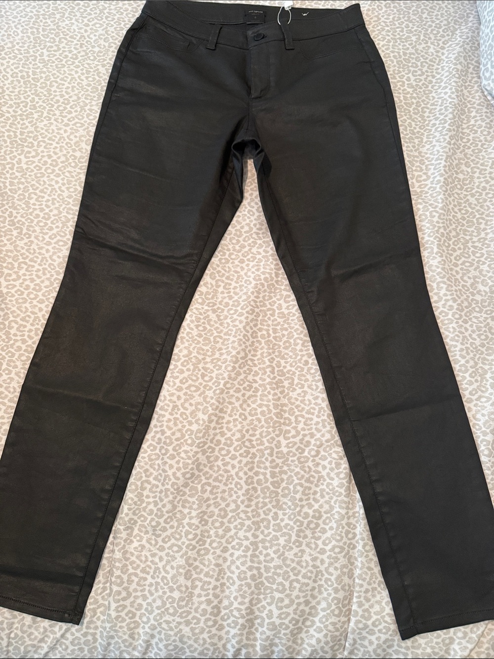 Ann Taylor Black Coated Skinny Pants